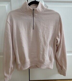 Z Supply Light Pink Quarter Zip Cropped Sweatshirt Women’s Size XS